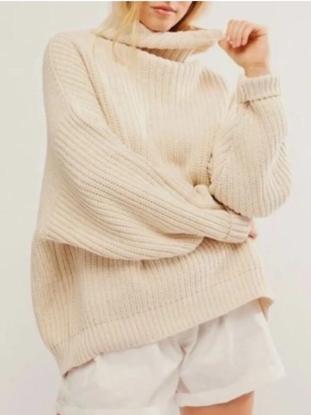 Free People Swim Too Deep Oversized Sweater Small Cream Cowl Neck Chunky Cozy M